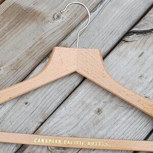 Canadian Pacific Hotels Vintage Wooden Wishbone Brown Wooden Clothes Hanger